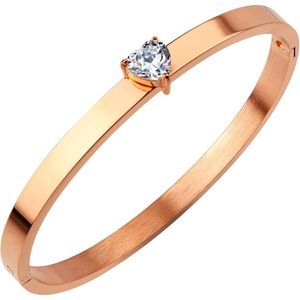image:image555Jewelry Stainless Steel Hinge Lock Heart Shape CZ Cuff Bangle Bracelet for WomenRose Gold