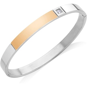 image:image555Jewelry Stainless Steel Hinged Lock CZ Cuff Bangle Bracelet for Men amp WomenRose Gold