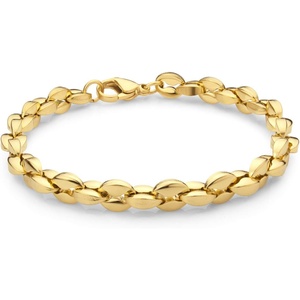 image:image555Jewelry Stainless Steel Hollow Coffee Bean Unisex Link Chain Bangle BraceletYellow Gold