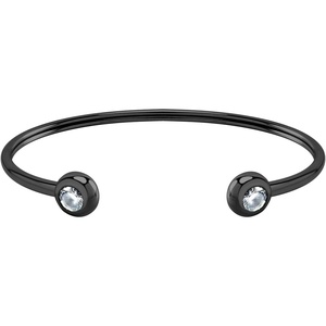 image:image555Jewelry Stainless Steel Open Cuff Bangle CZ Bead Bracelet for Women amp LadiesBlack