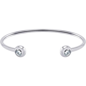 image:image555Jewelry Stainless Steel Open Cuff Bangle CZ Bead Bracelet for Women amp LadiesSilver