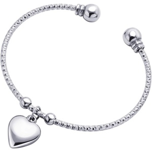 image:image555Jewelry Stainless Steel Open Cuff Bangle Heart Charm Bracelet for Women amp LadiesSilver