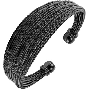 image:image555Jewelry Stainless Steel Open Cuff Twisted Wire Bangle Bracelet for Women amp LadiesBlack
