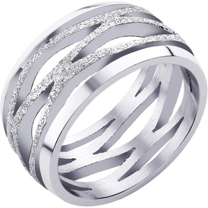 image:image555Jewelry Stainless Steel Sparkly Patterned Ring for Women Glittering Sandblast Texture Female RingSilver