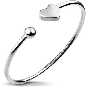 image:image555Jewelry Stainless Steel Womens Cute Love Tiny Heart Open Cuff Bangle Bracelet HypoallergenicSilver