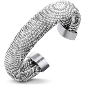 image:image555Jewelry Stainless Steel Womens Trendy Mesh Wrap Open Cuff Bangle BraceletSilver