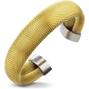 image:image555Jewelry Stainless Steel Womens Trendy Mesh Wrap Open Cuff Bangle BraceletYellow Gold