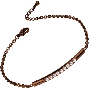 image:image555Jewelry Womens Sparkly Cubic Zirconia Cylinder Bar Stainless Steel BraceletCoffee