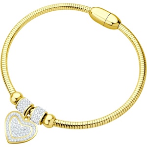 image:image555Jewelry Womens Sparkly Magnetic Clasp CZ Love Heart Charm Bangle BraceletGold Style 3