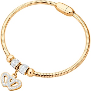 image:image555Jewelry Womens Sparkly Magnetic Clasp CZ Love Heart Charm Bangle BraceletRose Gold Style 2