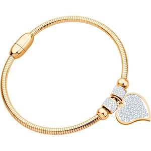 image:image555Jewelry Womens Sparkly Magnetic Clasp CZ Love Heart Charm Bangle BraceletRose Gold Style 4