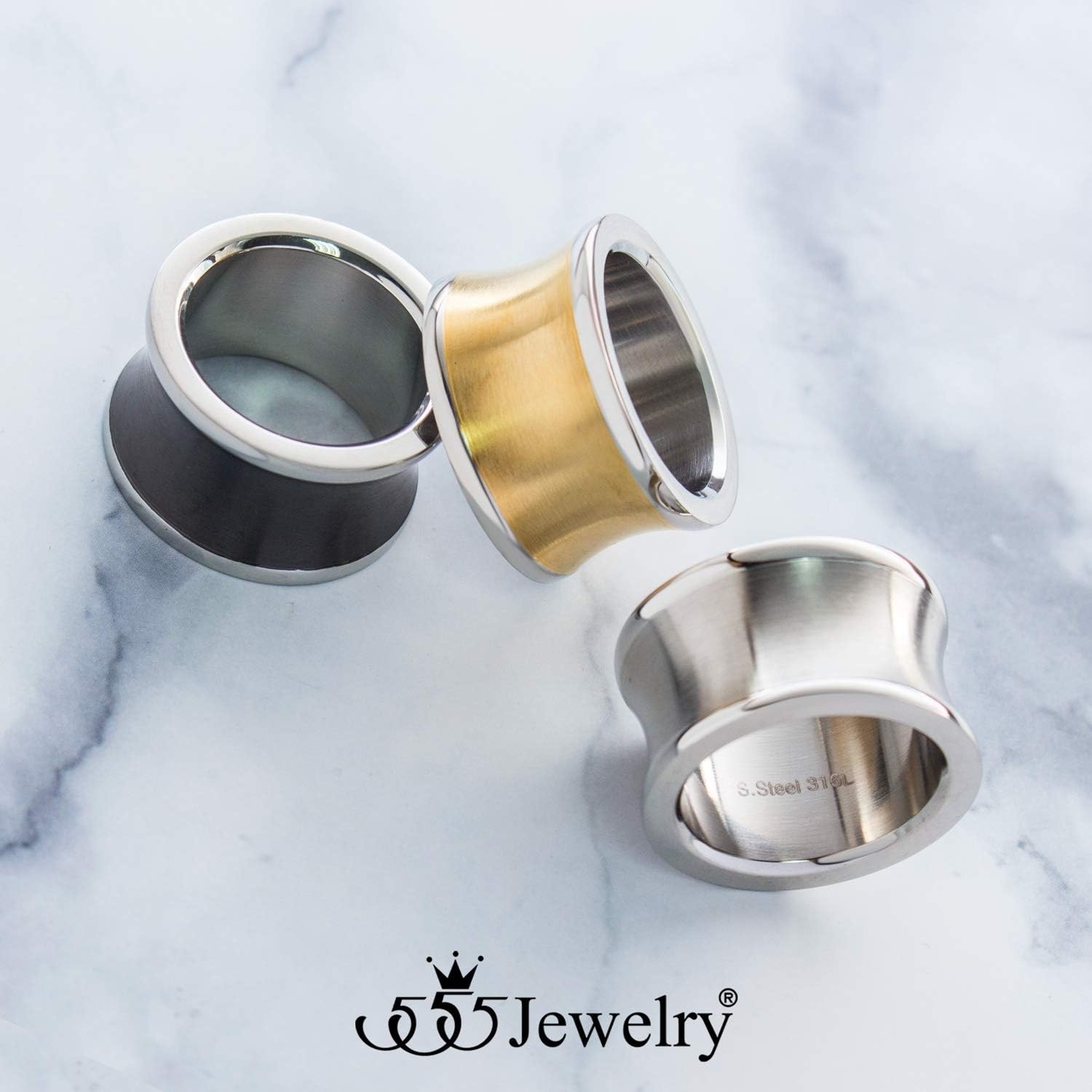 image:image555Jewelry 15mm Wide Thick Stainless Steel Concave Ring Wedding Band for MenSilver Gold