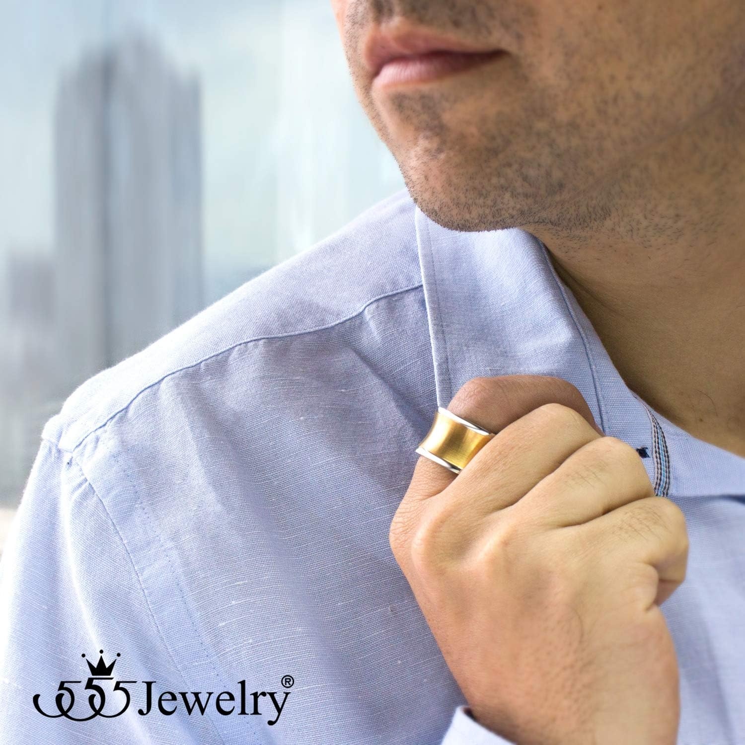 image:image555Jewelry 15mm Wide Thick Stainless Steel Concave Ring Wedding Band for MenSilver Gold
