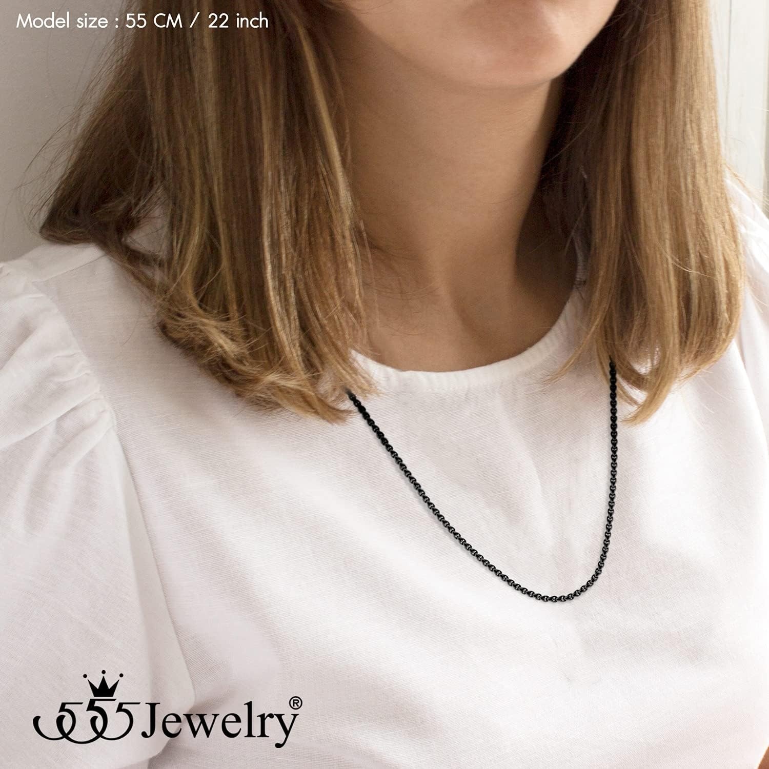 image:image555Jewelry 25mm Stainless Steel Box Chain Necklace for Men amp Women 1628 InchRound Box Chain Black