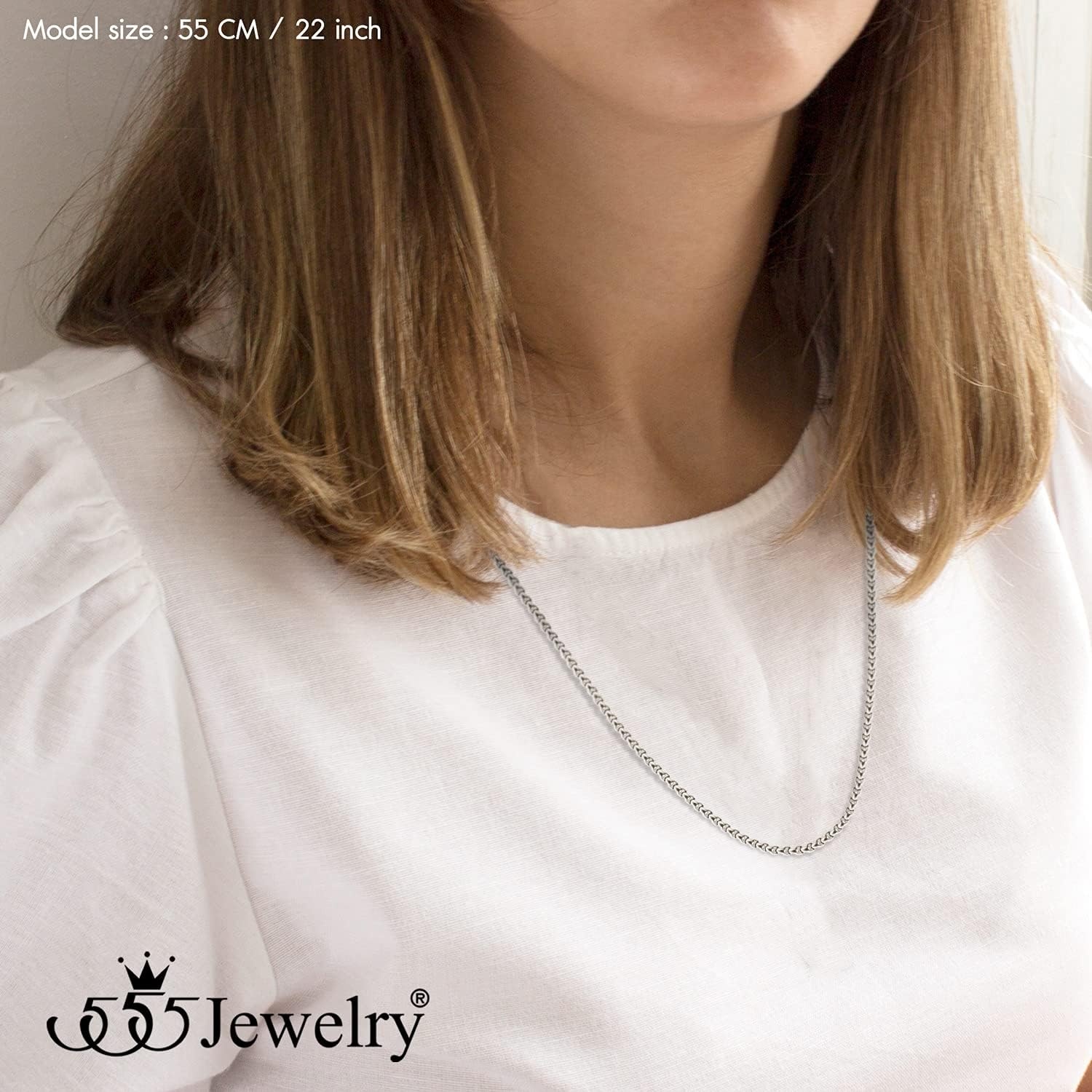 image:image555Jewelry 25mm Stainless Steel Box Chain Necklace for Men amp Women 1628 InchRound Box Chain Silver