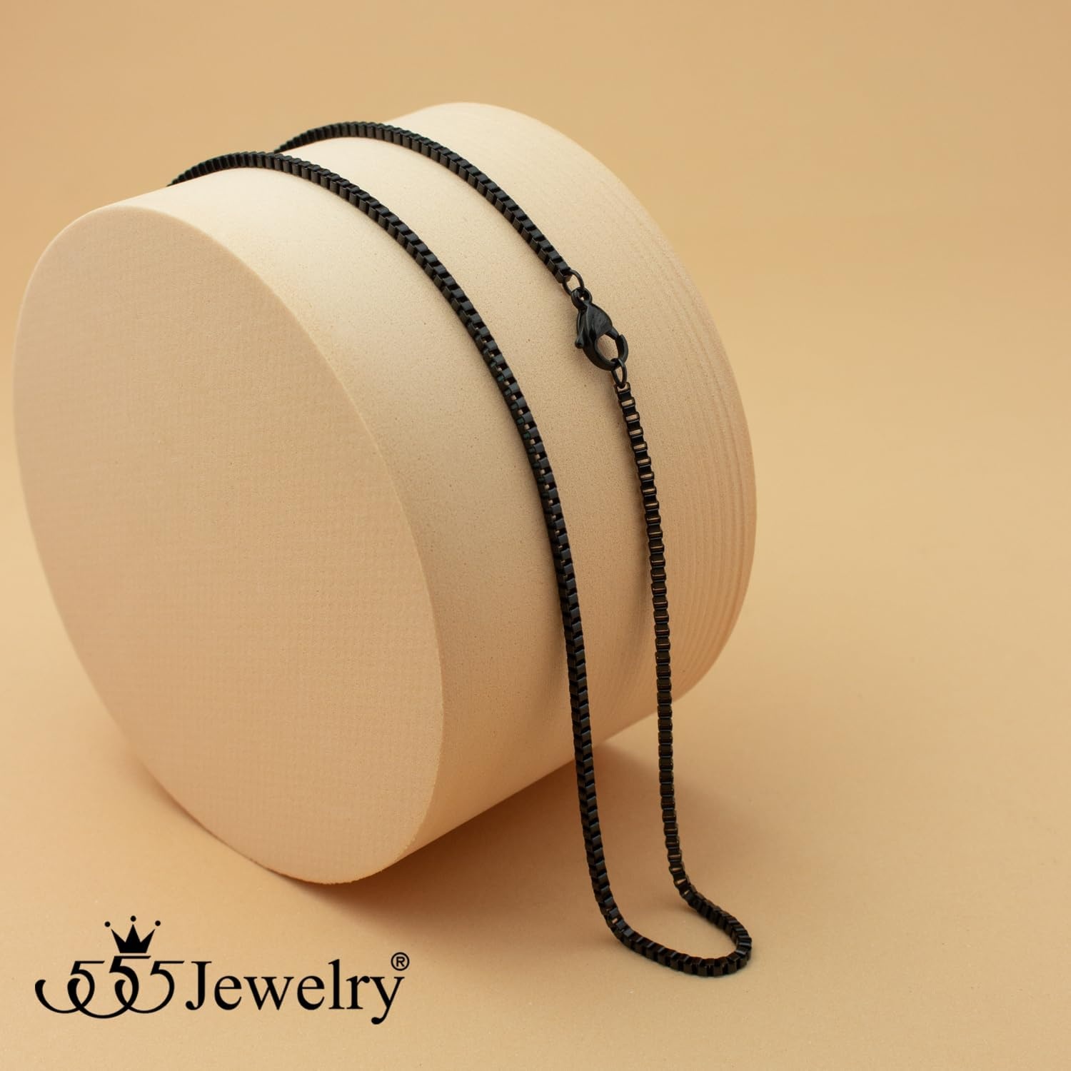 image:image555Jewelry 25mm Stainless Steel Box Chain Necklace for Men amp Women 1628 InchSquare Box Chain Black