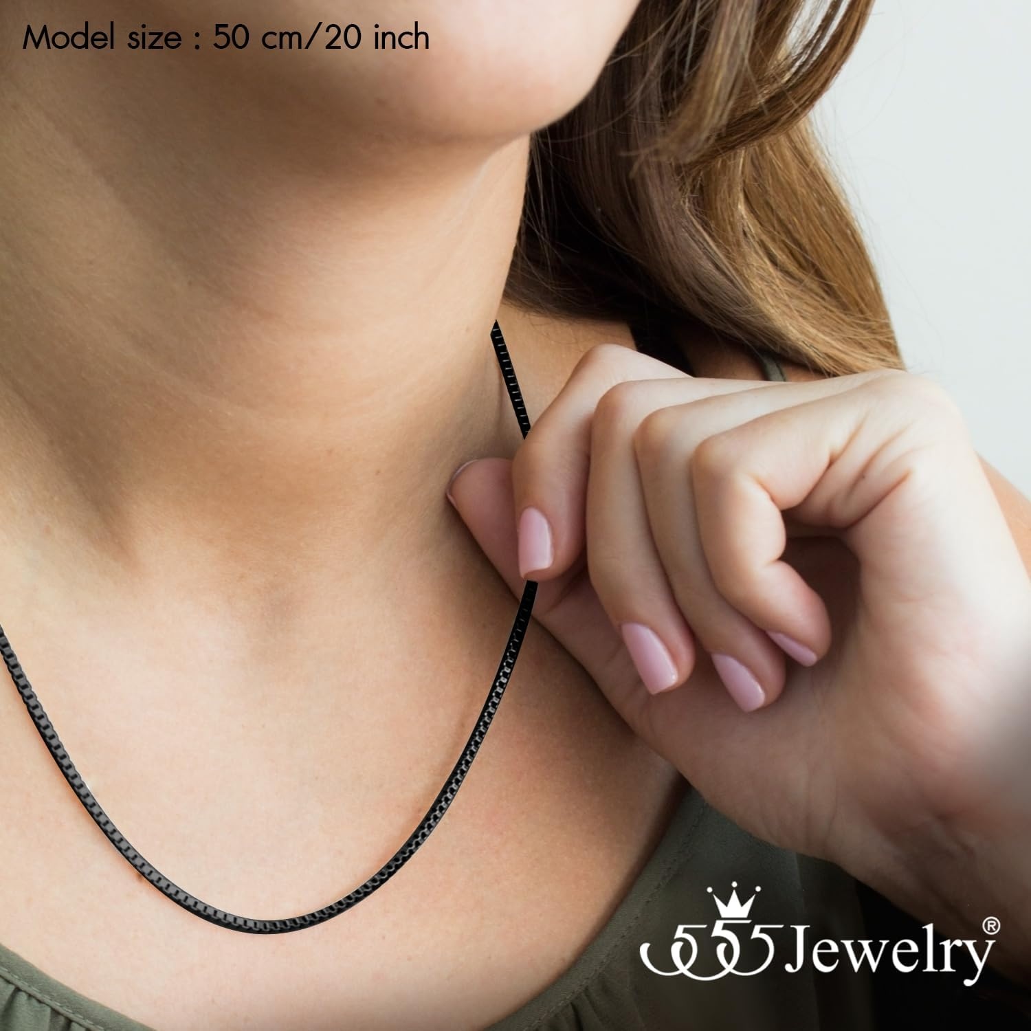 image:image555Jewelry 25mm Stainless Steel Box Chain Necklace for Men amp Women 1628 InchSquare Box Chain Black