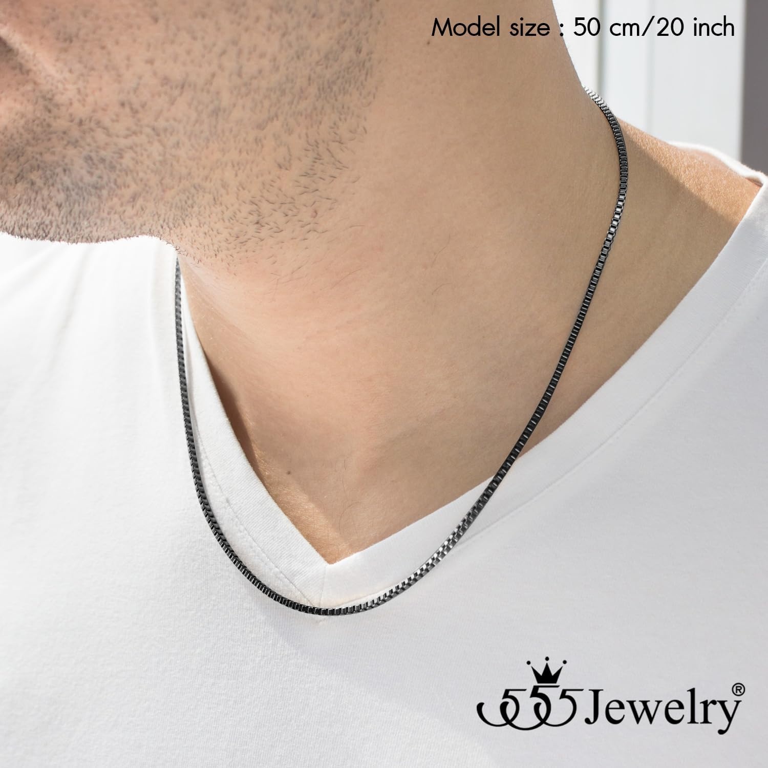 image:image555Jewelry 25mm Stainless Steel Box Chain Necklace for Men amp Women 1628 InchSquare Box Chain Black