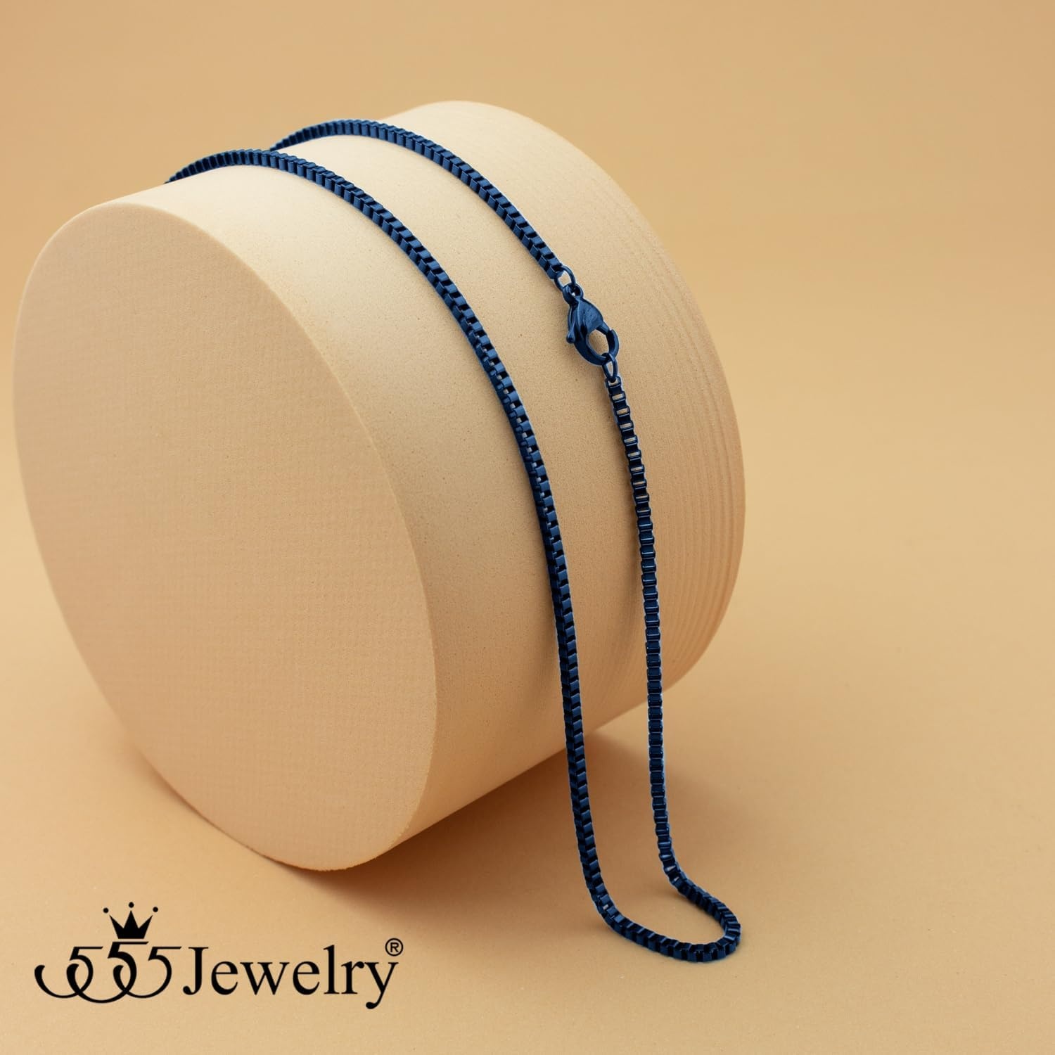 image:image555Jewelry 25mm Stainless Steel Box Chain Necklace for Men amp Women 1628 InchSquare Box Chain Blue