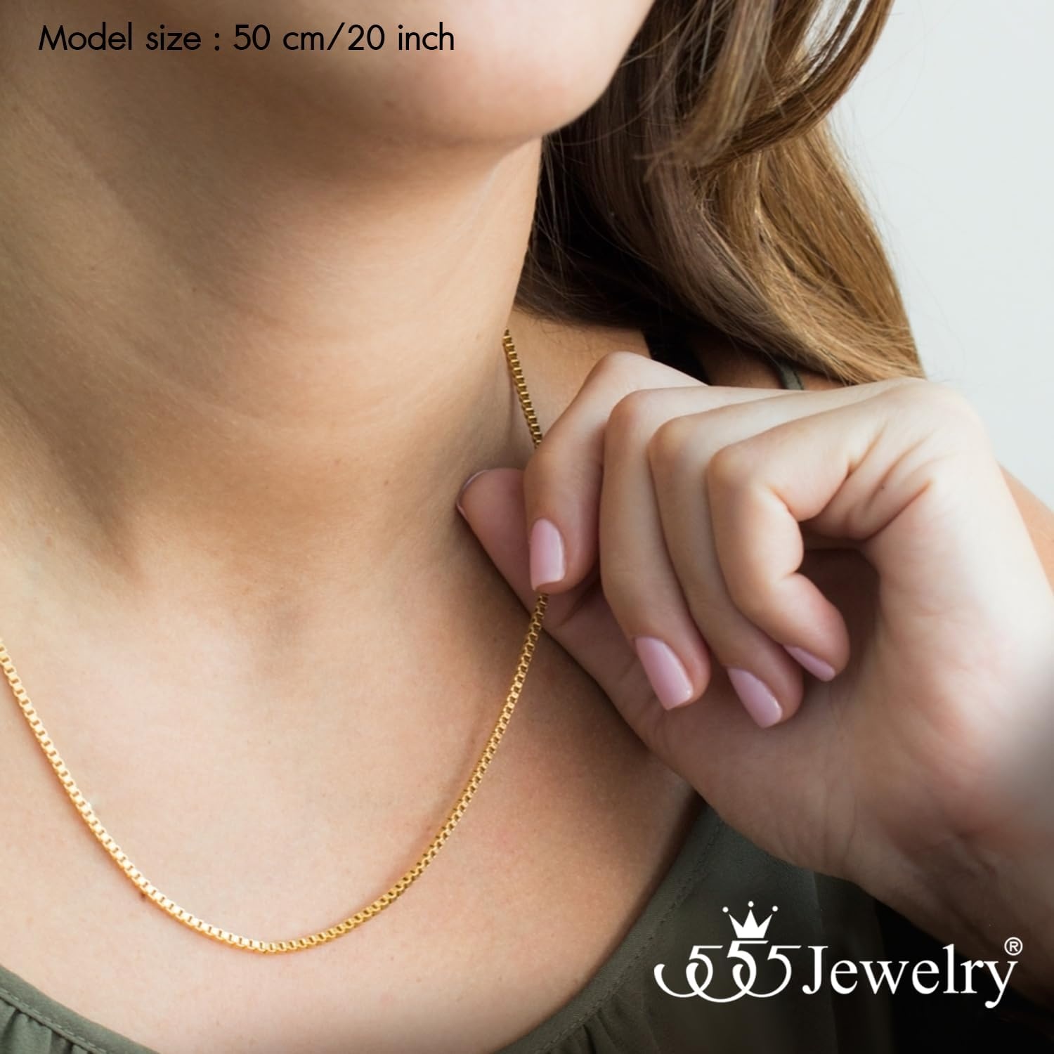 image:image555Jewelry 25mm Stainless Steel Box Chain Necklace for Men amp Women 1628 InchSquare Box Chain Gold