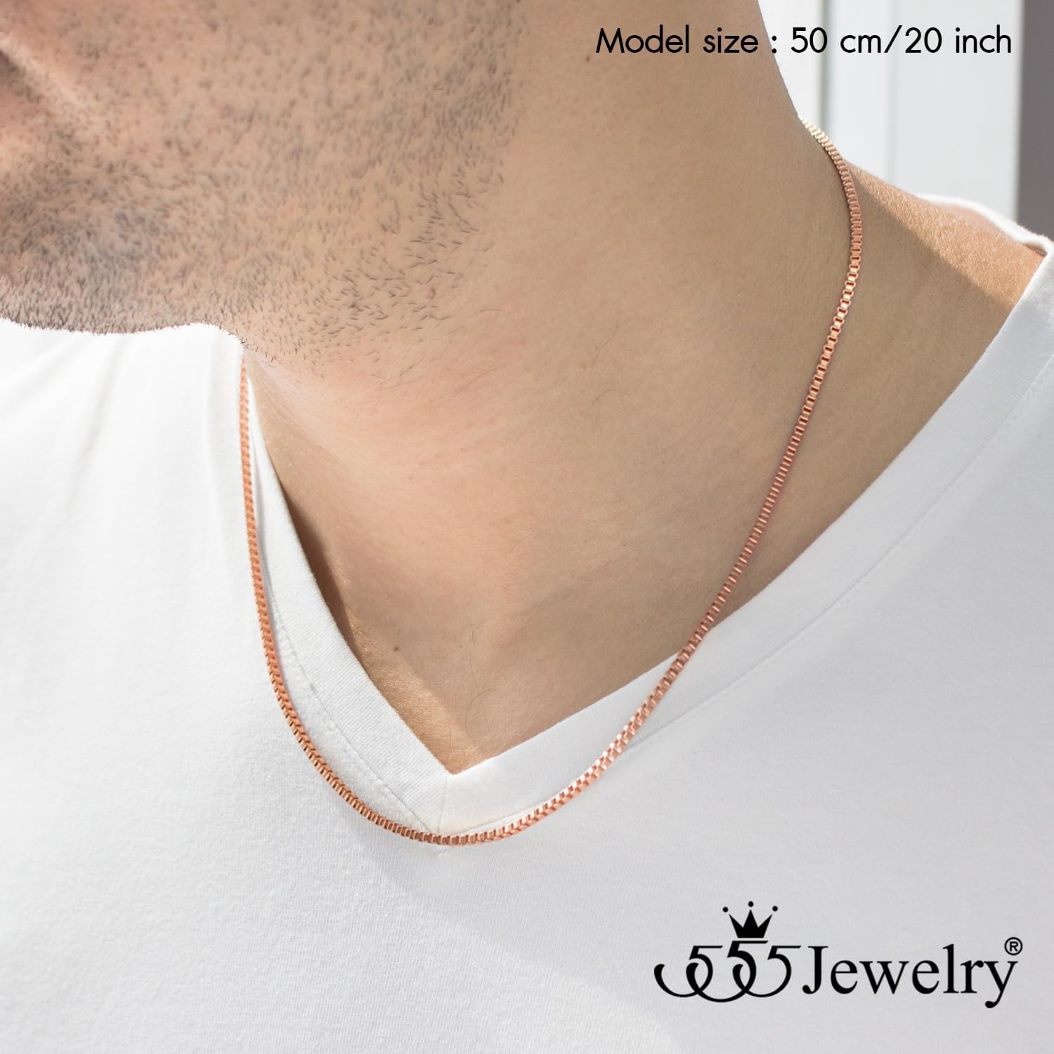 image:image555Jewelry 25mm Stainless Steel Box Chain Necklace for Men amp Women 1628 InchSquare Box Chain Rose Gold