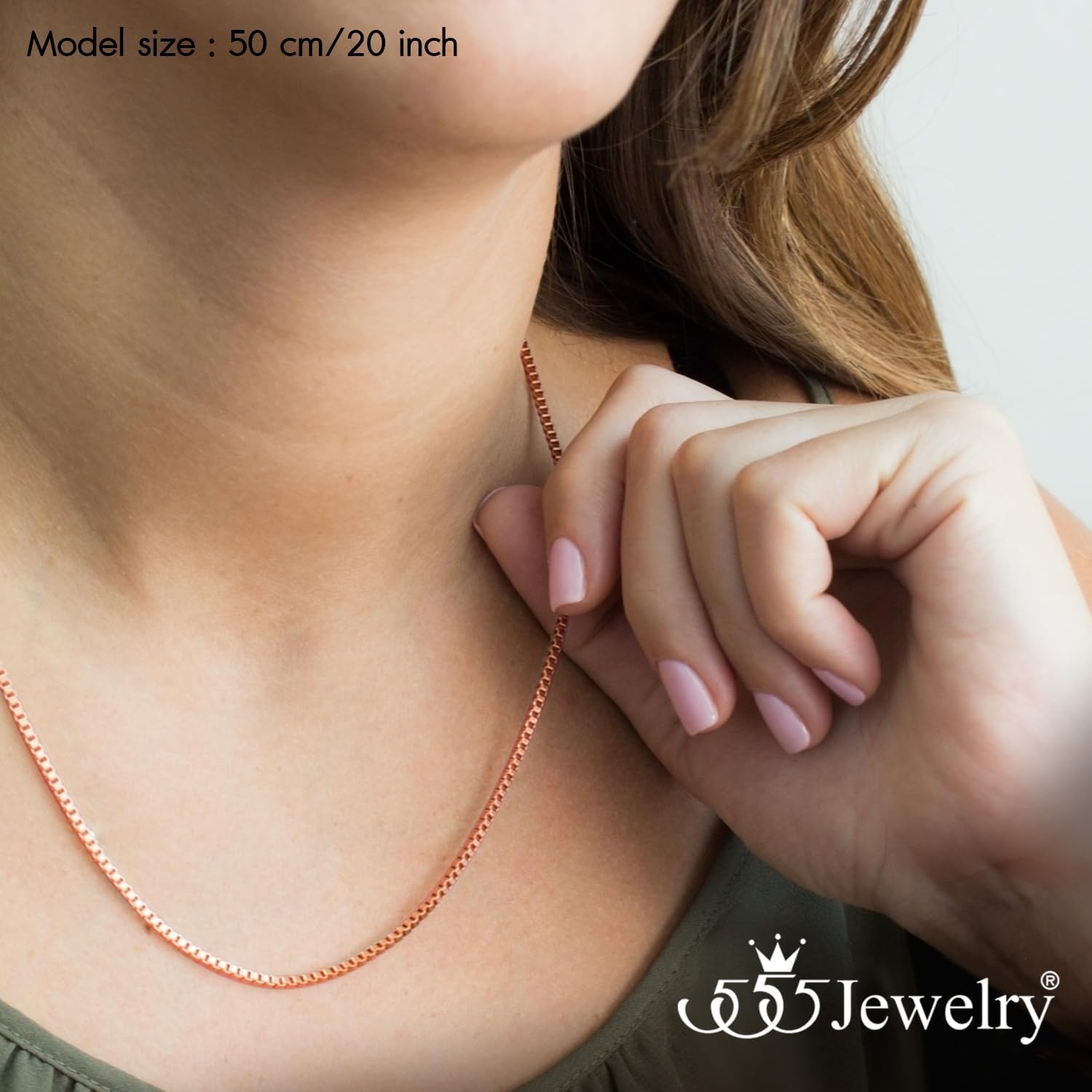 image:image555Jewelry 25mm Stainless Steel Box Chain Necklace for Men amp Women 1628 InchSquare Box Chain Rose Gold
