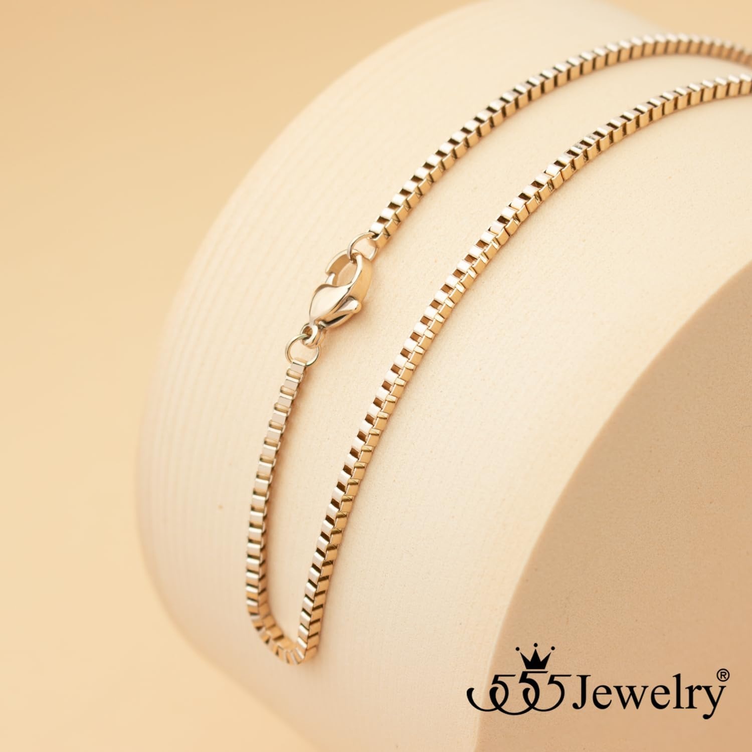 image:image555Jewelry 25mm Stainless Steel Box Chain Necklace for Men amp Women 1628 InchSquare Box Chain Rose Gold