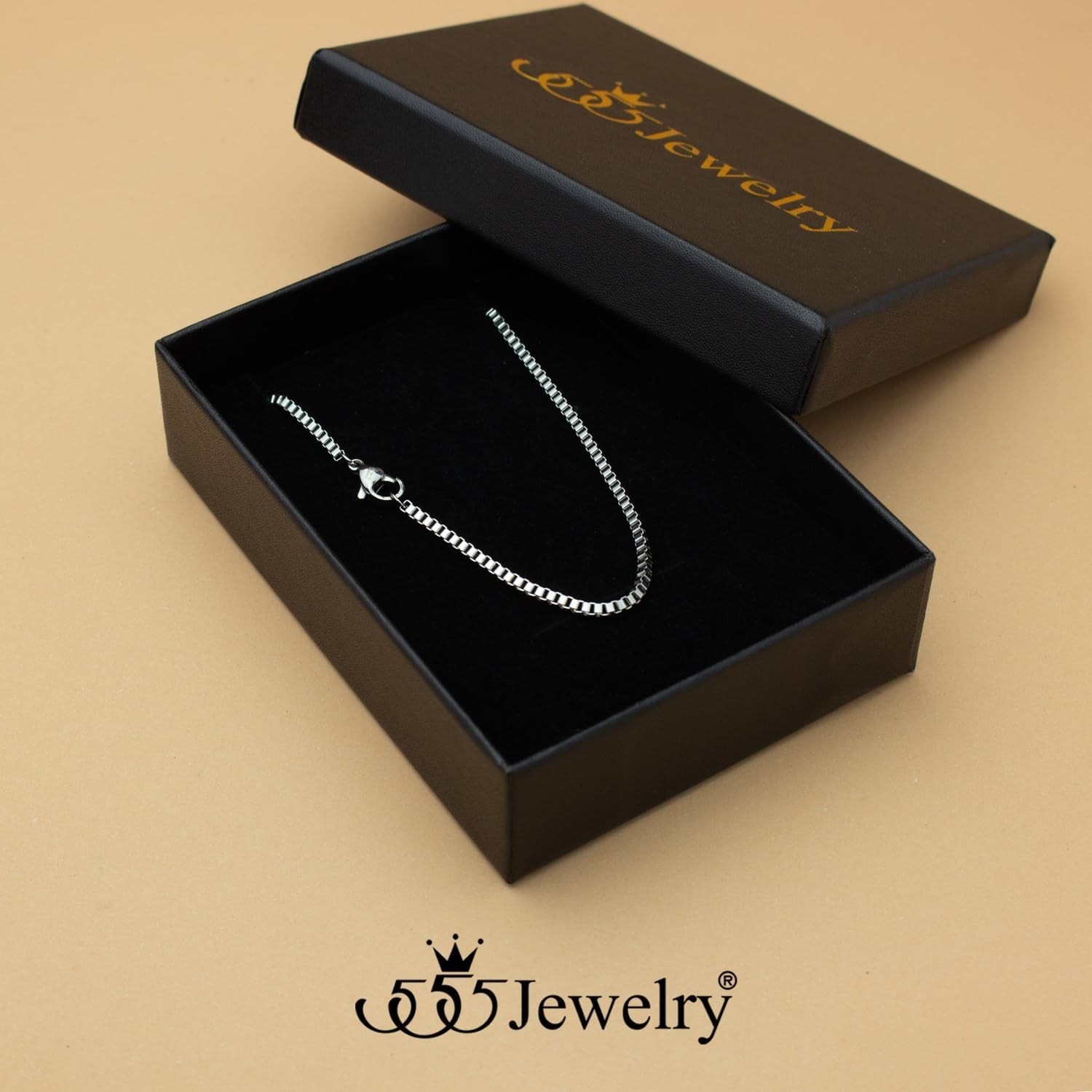 image:image555Jewelry 25mm Stainless Steel Box Chain Necklace for Men amp Women 1628 InchSquare Box Chain Silver