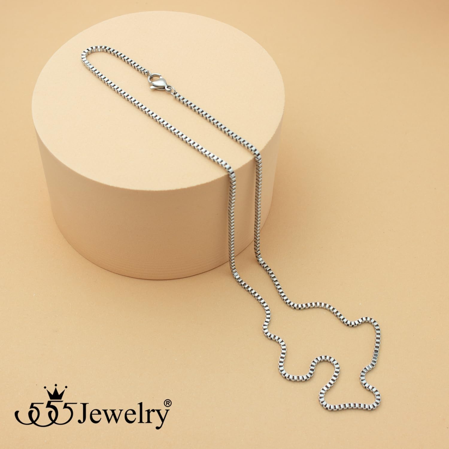 image:image555Jewelry 25mm Stainless Steel Box Chain Necklace for Men amp Women 1628 InchSquare Box Chain Silver