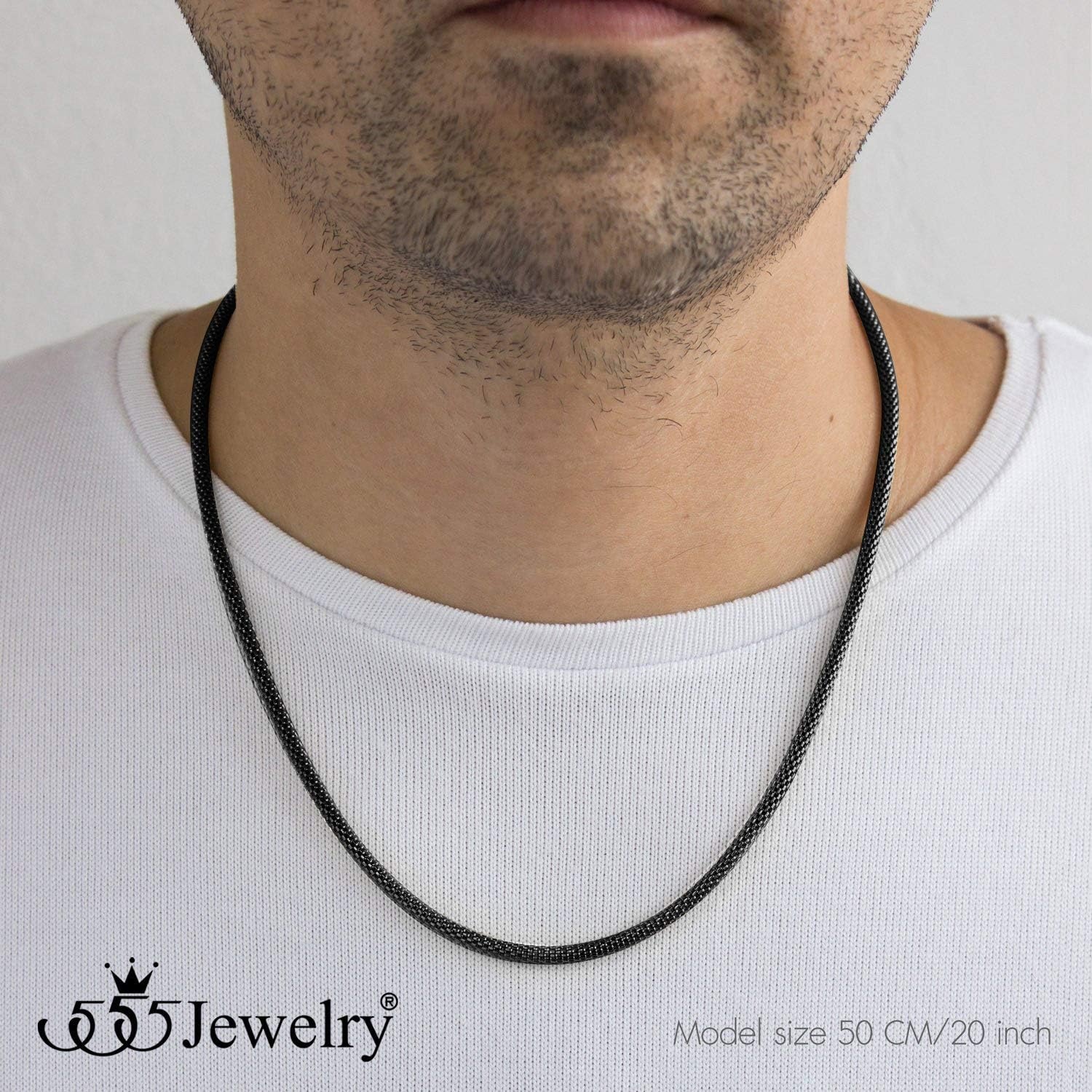 image:image555Jewelry 33mm Stainless Steel Mesh Necklace for Women amp Men Available in 1622Black