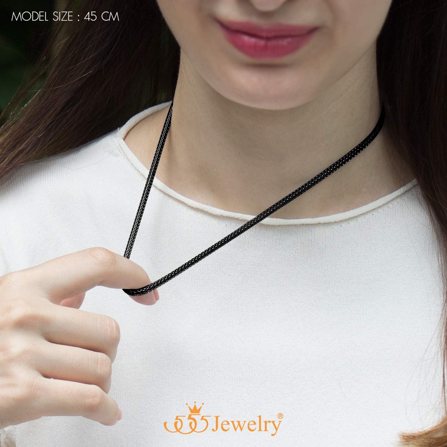 image:image555Jewelry 33mm Stainless Steel Mesh Necklace for Women amp Men Available in 1622Black