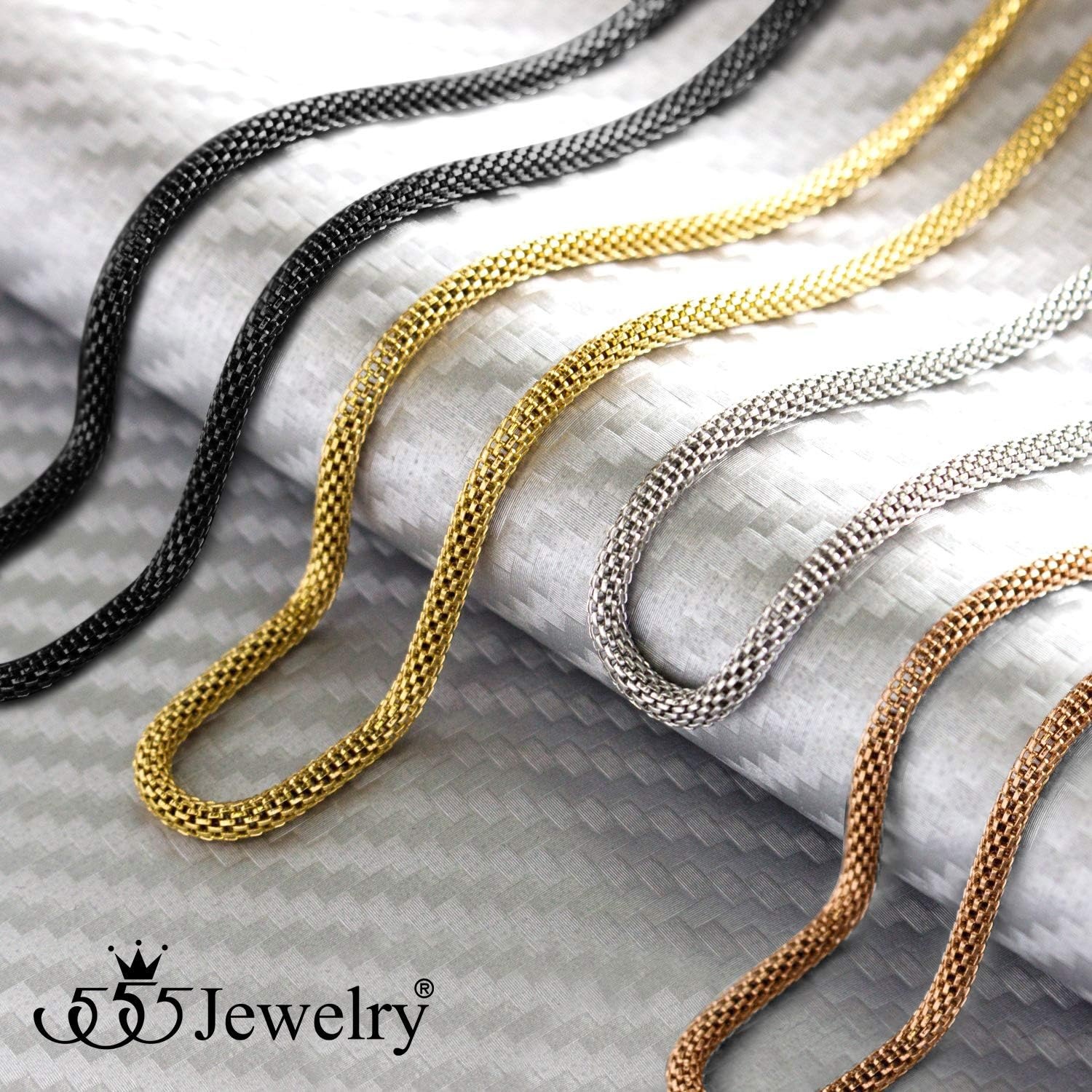 image:image555Jewelry 33mm Stainless Steel Mesh Necklace for Women amp Men Available in 1622Black