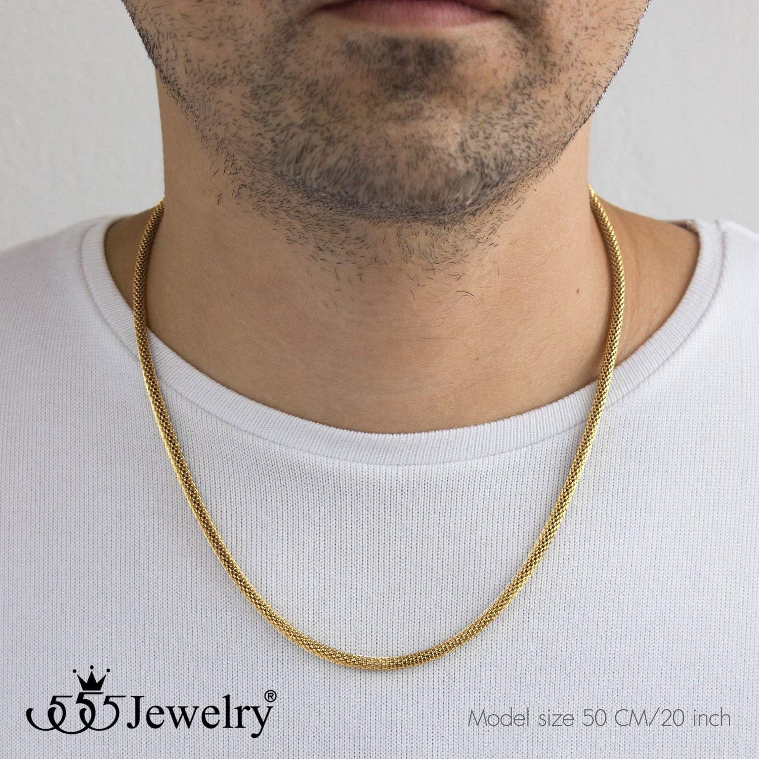 image:image555Jewelry 33mm Stainless Steel Mesh Necklace for Women amp Men Available in 1622Gold