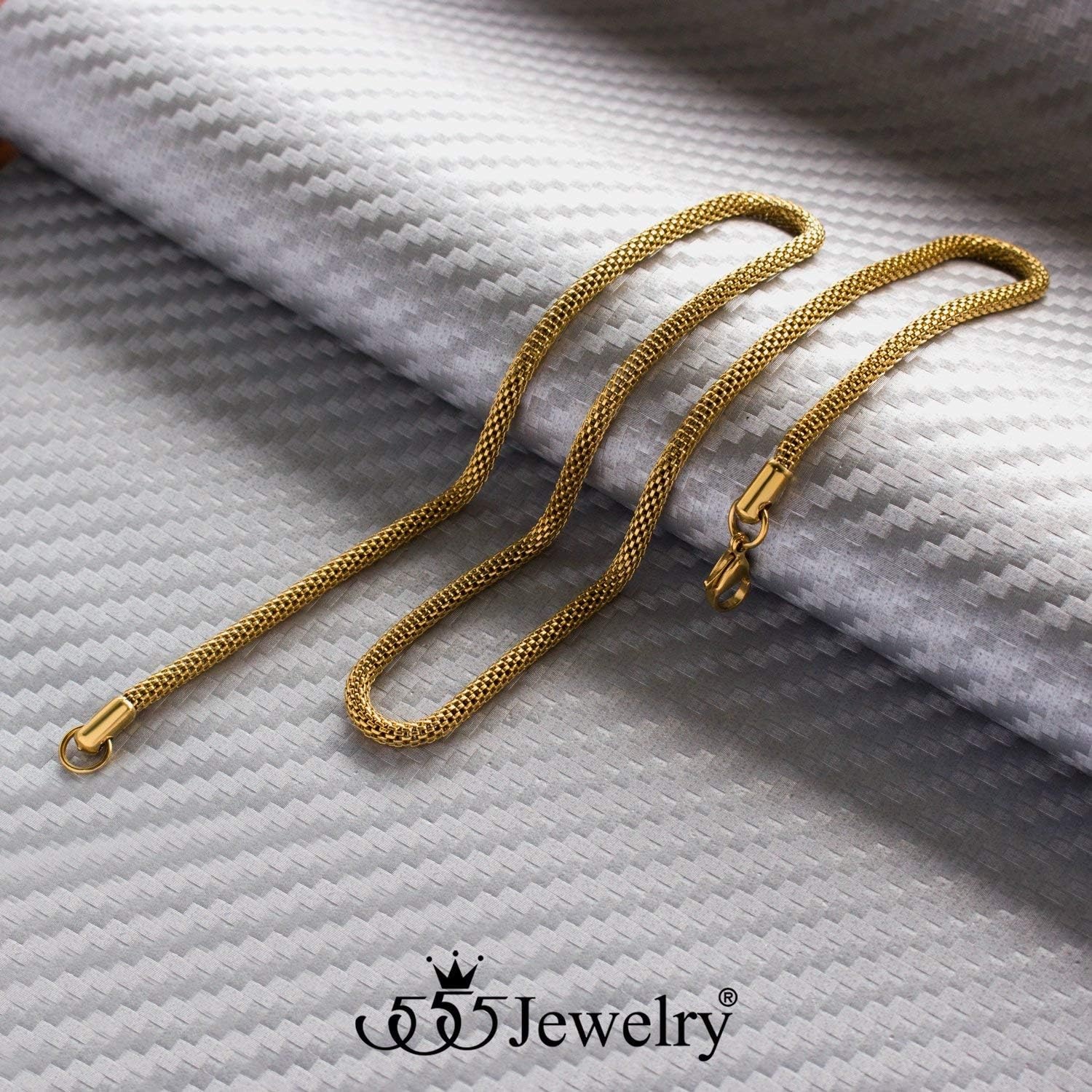 image:image555Jewelry 33mm Stainless Steel Mesh Necklace for Women amp Men Available in 1622Gold