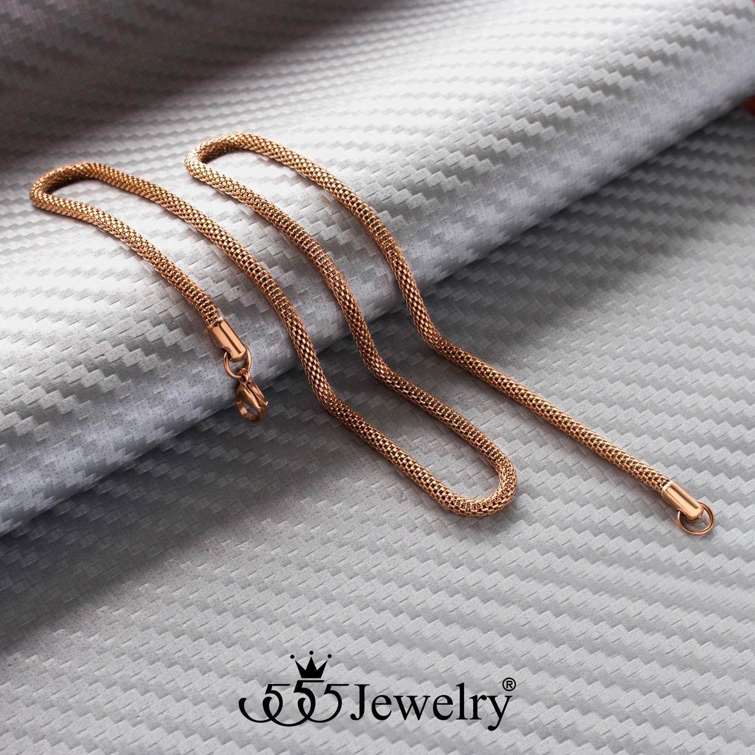 image:image555Jewelry 33mm Stainless Steel Mesh Necklace for Women amp Men Available in 1622Rose Gold