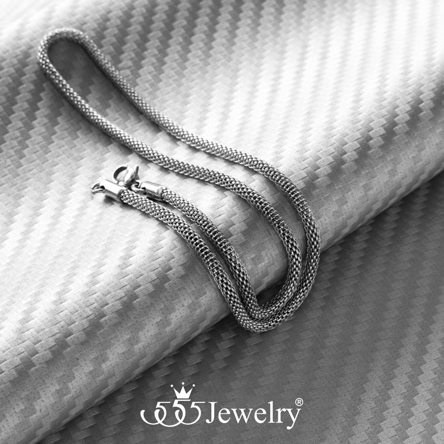 image:image555Jewelry 33mm Stainless Steel Mesh Necklace for Women amp Men Available in 1622Silver