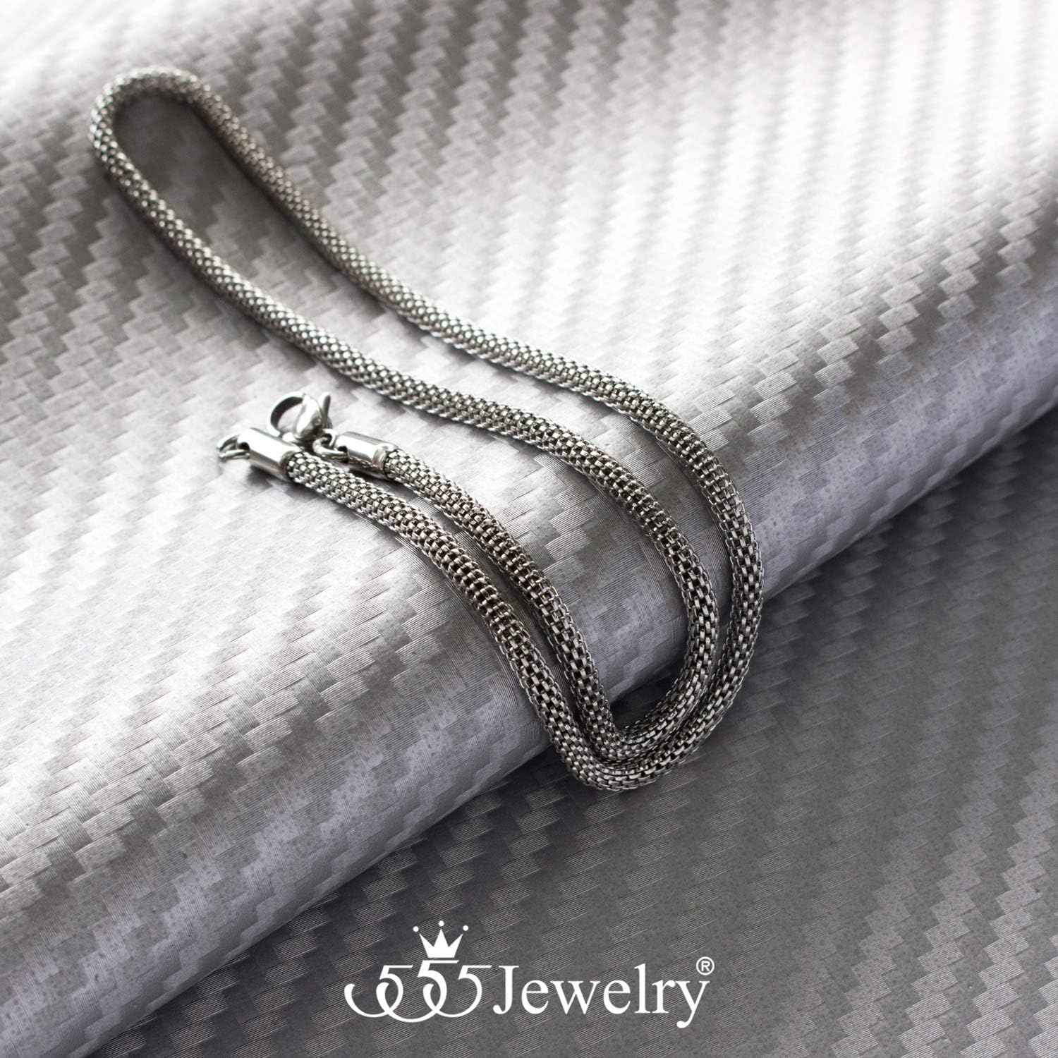 image:image555Jewelry 33mm Stainless Steel Mesh Necklace for Women amp Men Available in 1622Silver