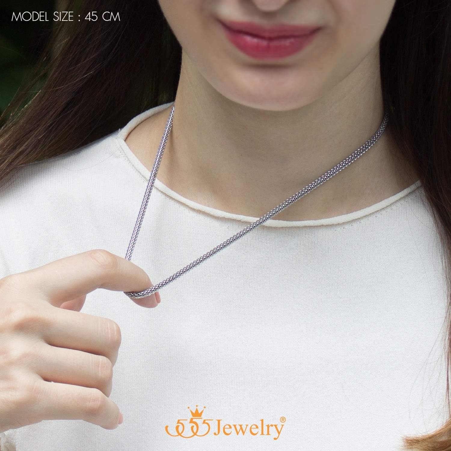 image:image555Jewelry 33mm Stainless Steel Mesh Necklace for Women amp Men Available in 1622Silver
