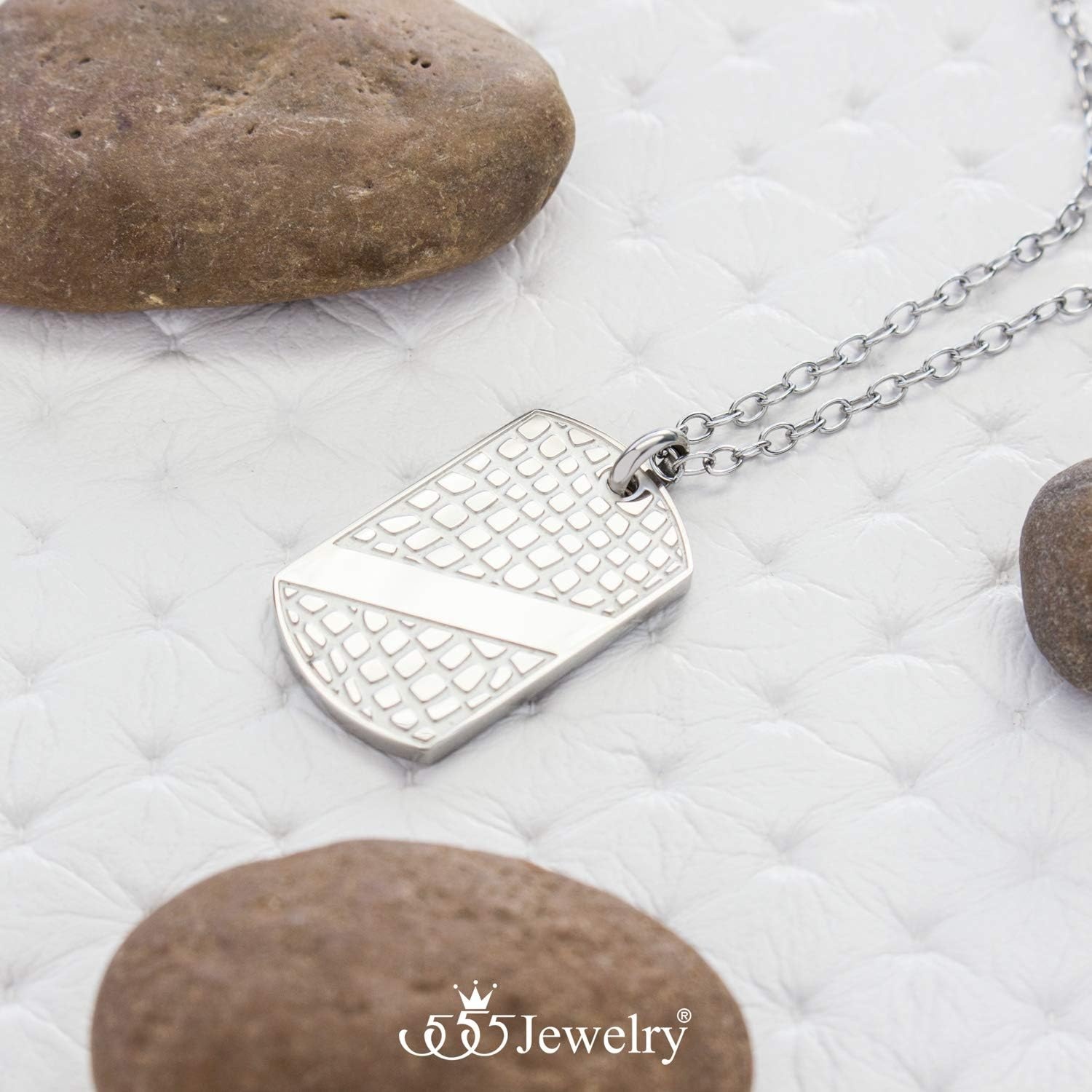 image:image555Jewelry 4mm Chain Stainless Steel Patterned Dog Tag Necklace Pendant for MenSilver