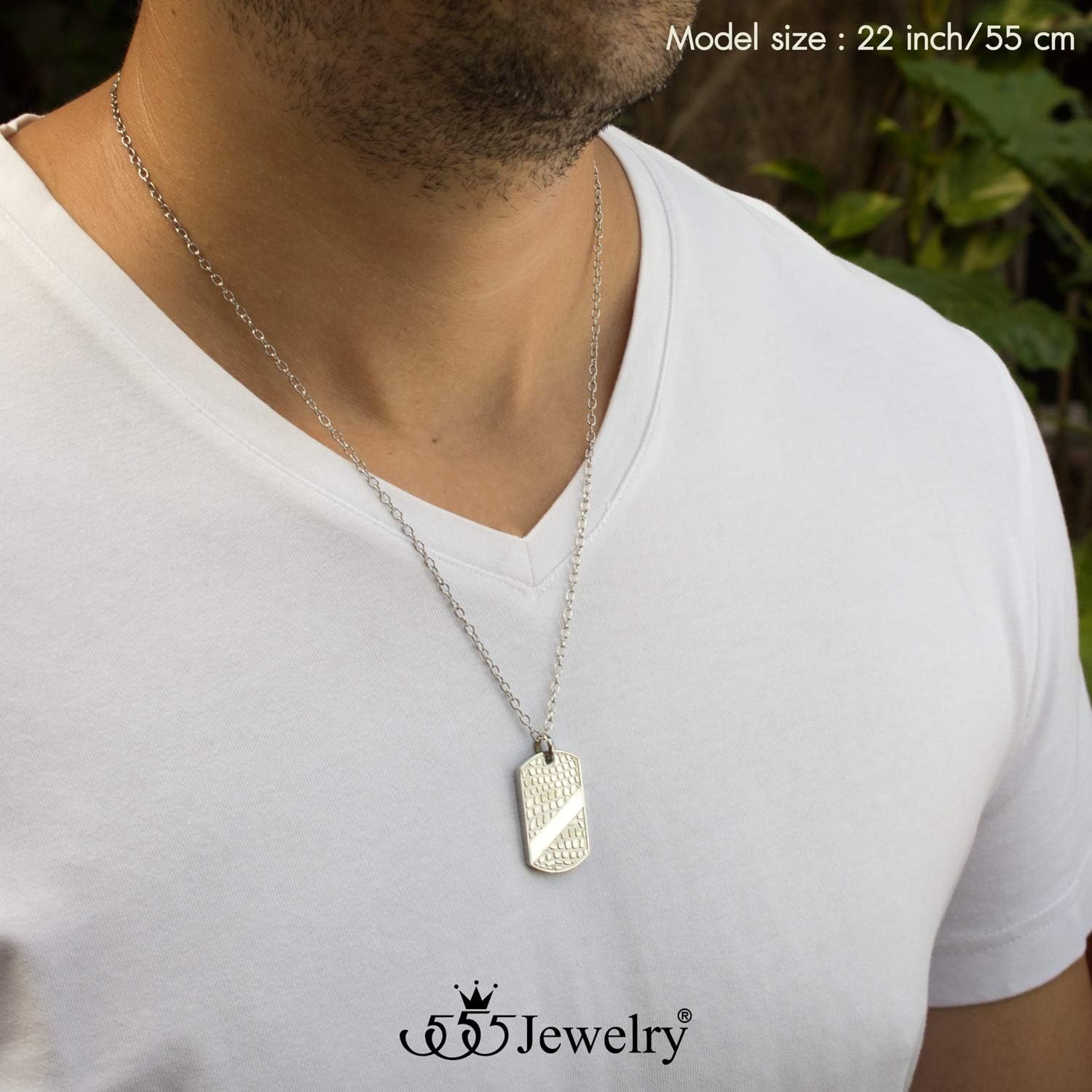 image:image555Jewelry 4mm Chain Stainless Steel Patterned Dog Tag Necklace Pendant for MenSilver