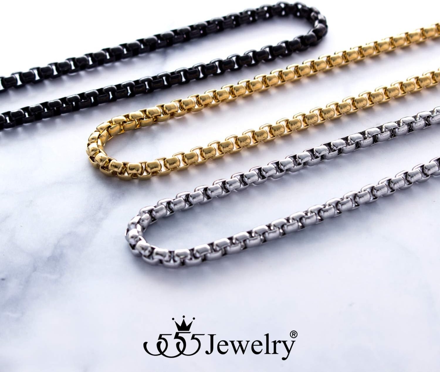 image:image555Jewelry 5mm Stainless Steel Box Chain Necklace for Men amp Women 1624 InchBlack