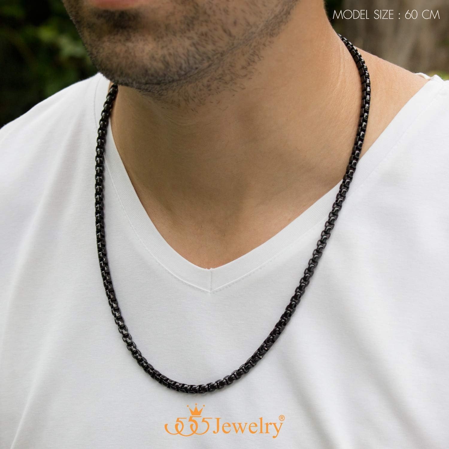 image:image555Jewelry 5mm Stainless Steel Box Chain Necklace for Men amp Women 1624 InchBlack