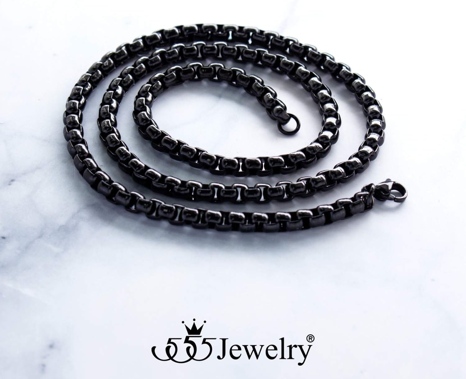 image:image555Jewelry 5mm Stainless Steel Box Chain Necklace for Men amp Women 1624 InchBlack