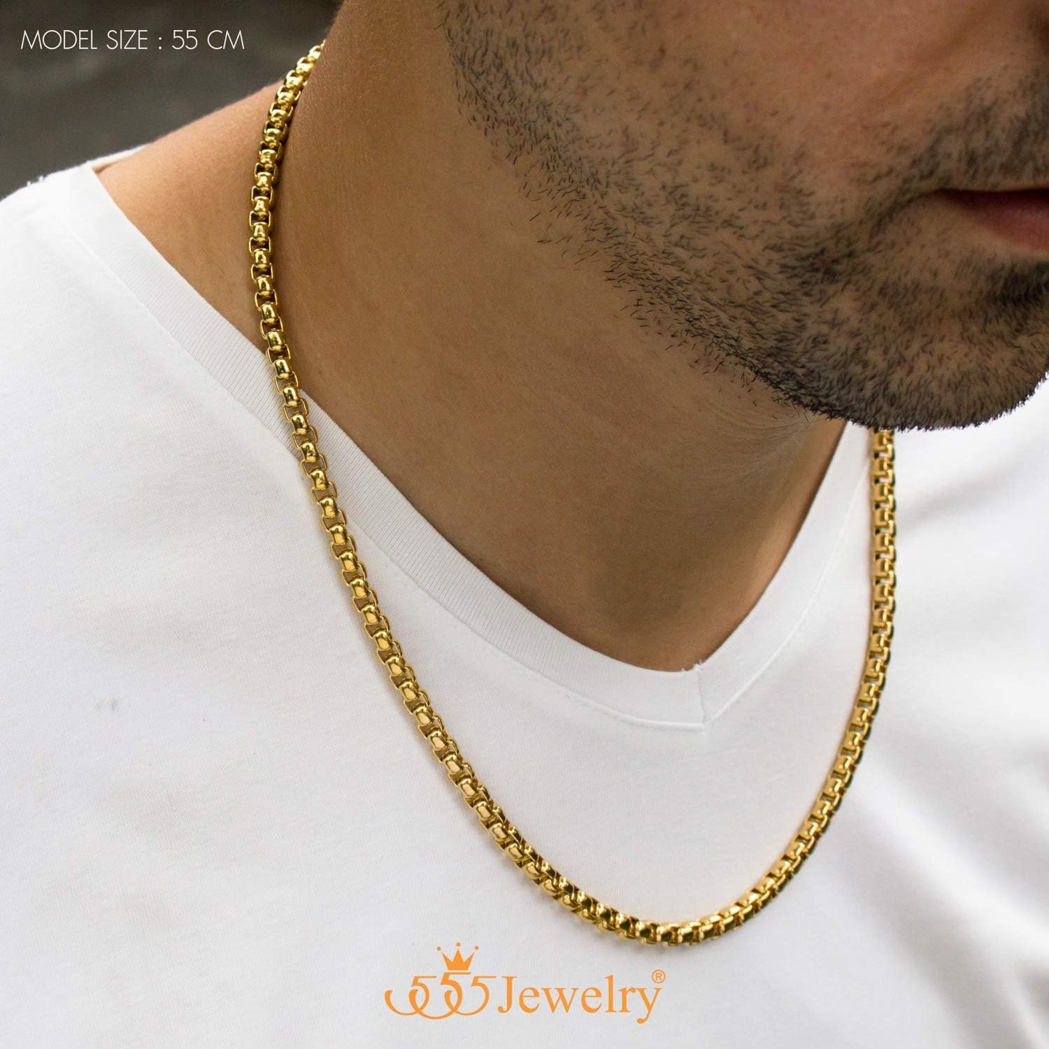 image:image555Jewelry 5mm Stainless Steel Box Chain Necklace for Men amp Women 1624 InchGold