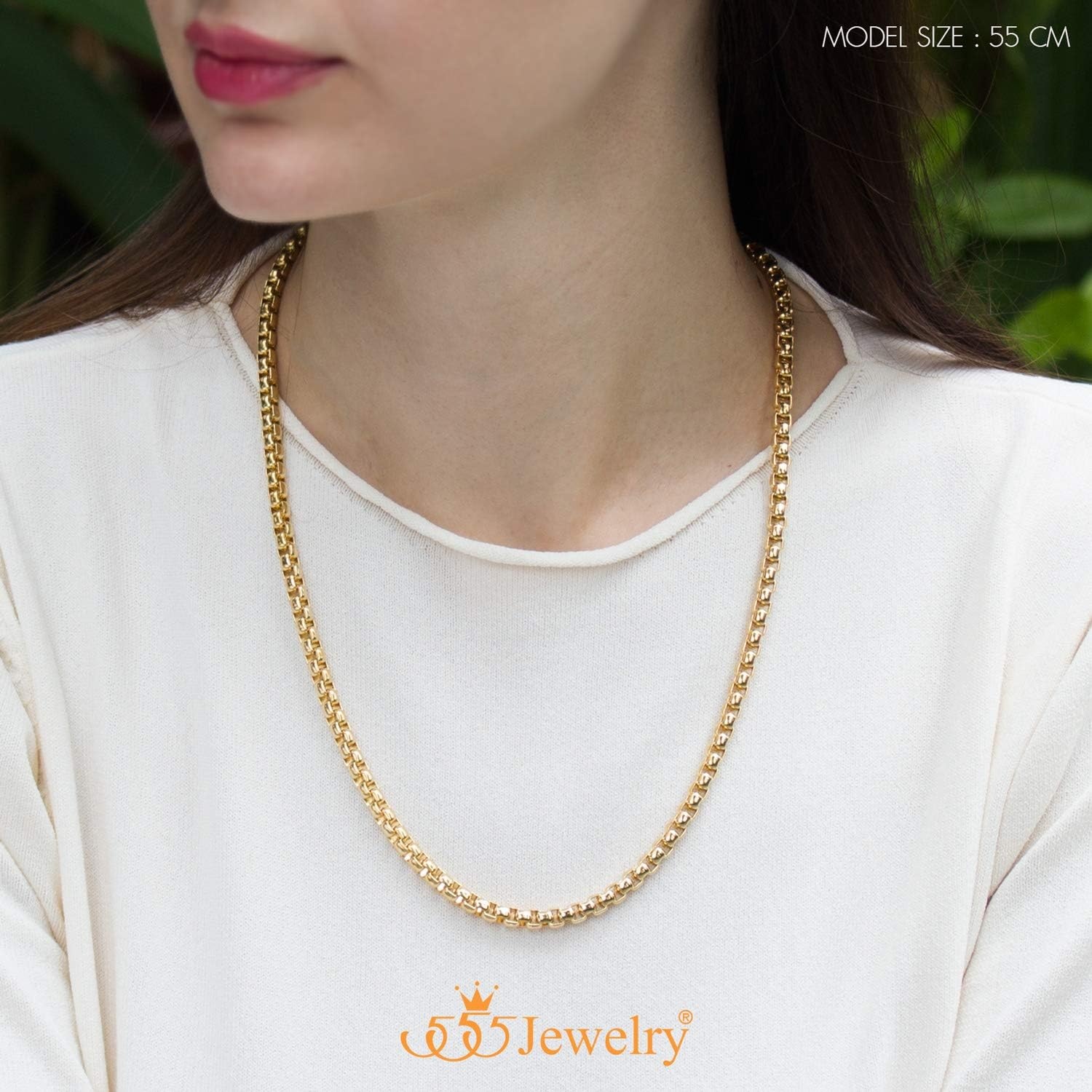 image:image555Jewelry 5mm Stainless Steel Box Chain Necklace for Men amp Women 1624 InchGold