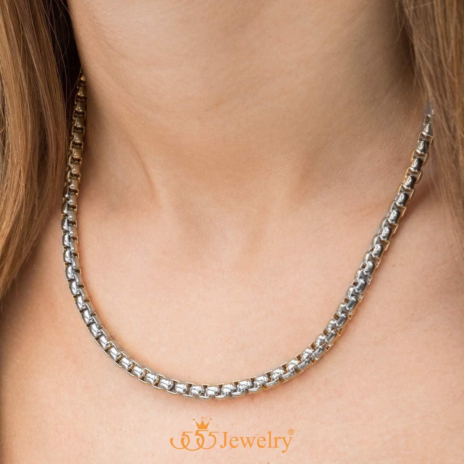 image:image555Jewelry 5mm Stainless Steel Box Chain Necklace for Men amp Women 1624 InchSilver