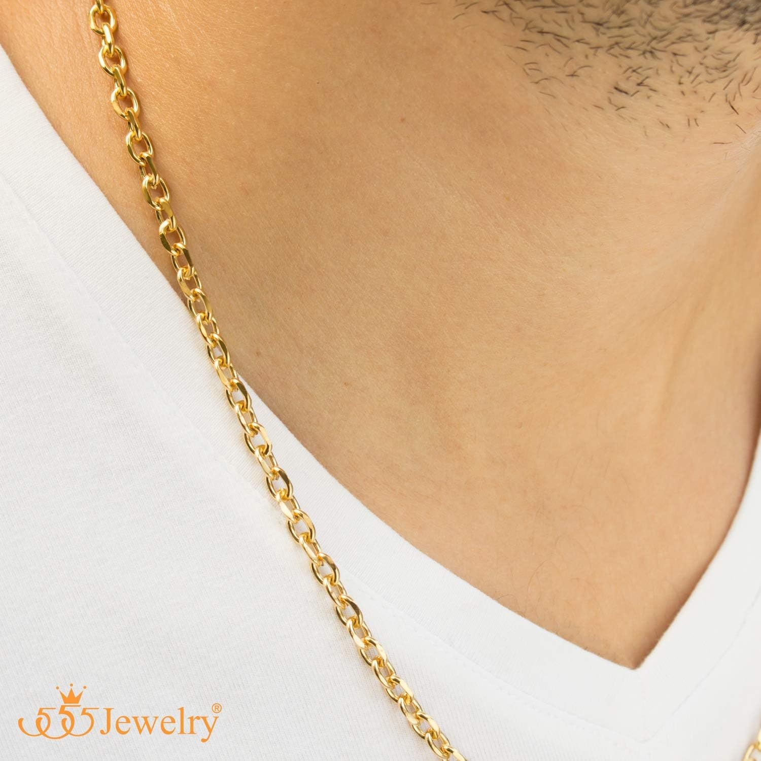 image:image555Jewelry 5mm Stainless Steel Cable Chain Necklace for Men amp Women 1624 InchGold