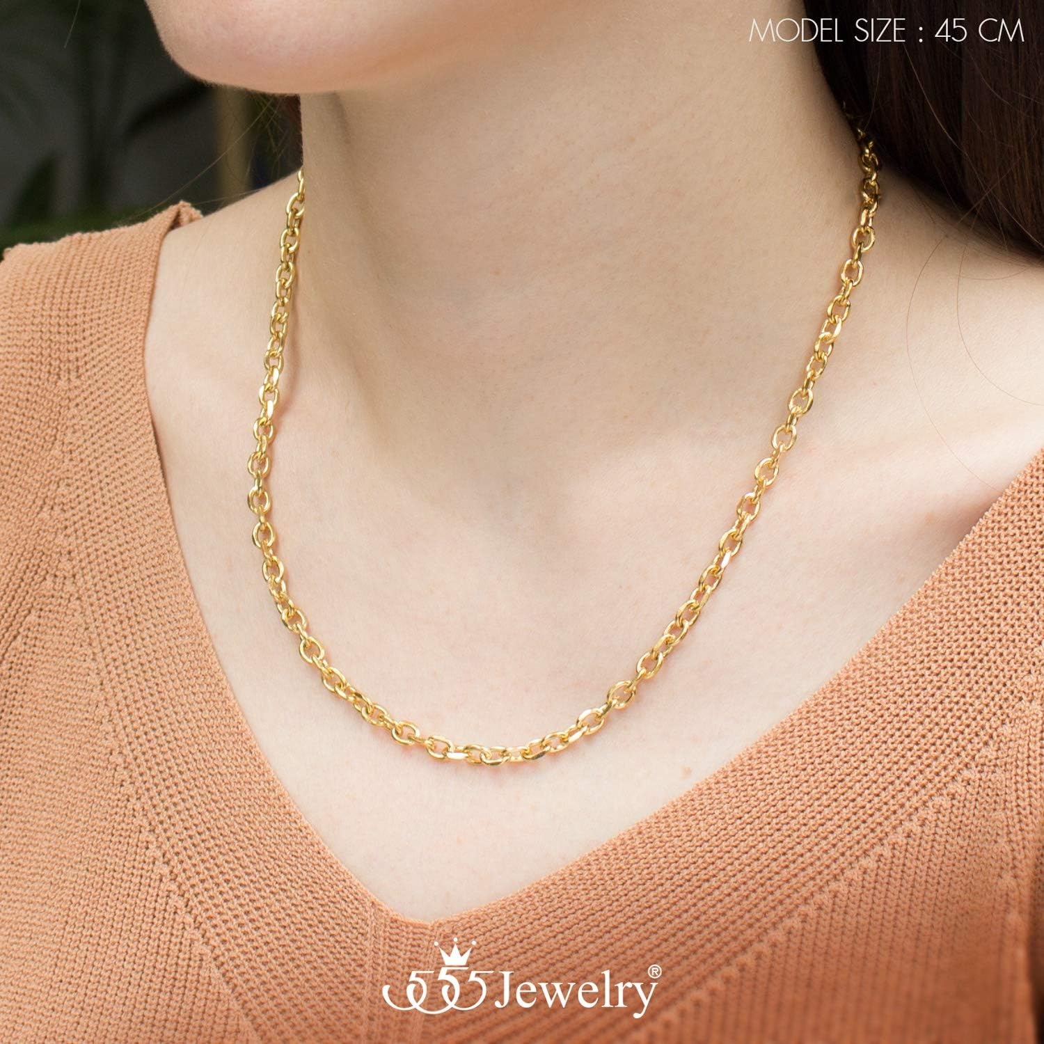 image:image555Jewelry 5mm Stainless Steel Cable Chain Necklace for Men amp Women 1624 InchGold