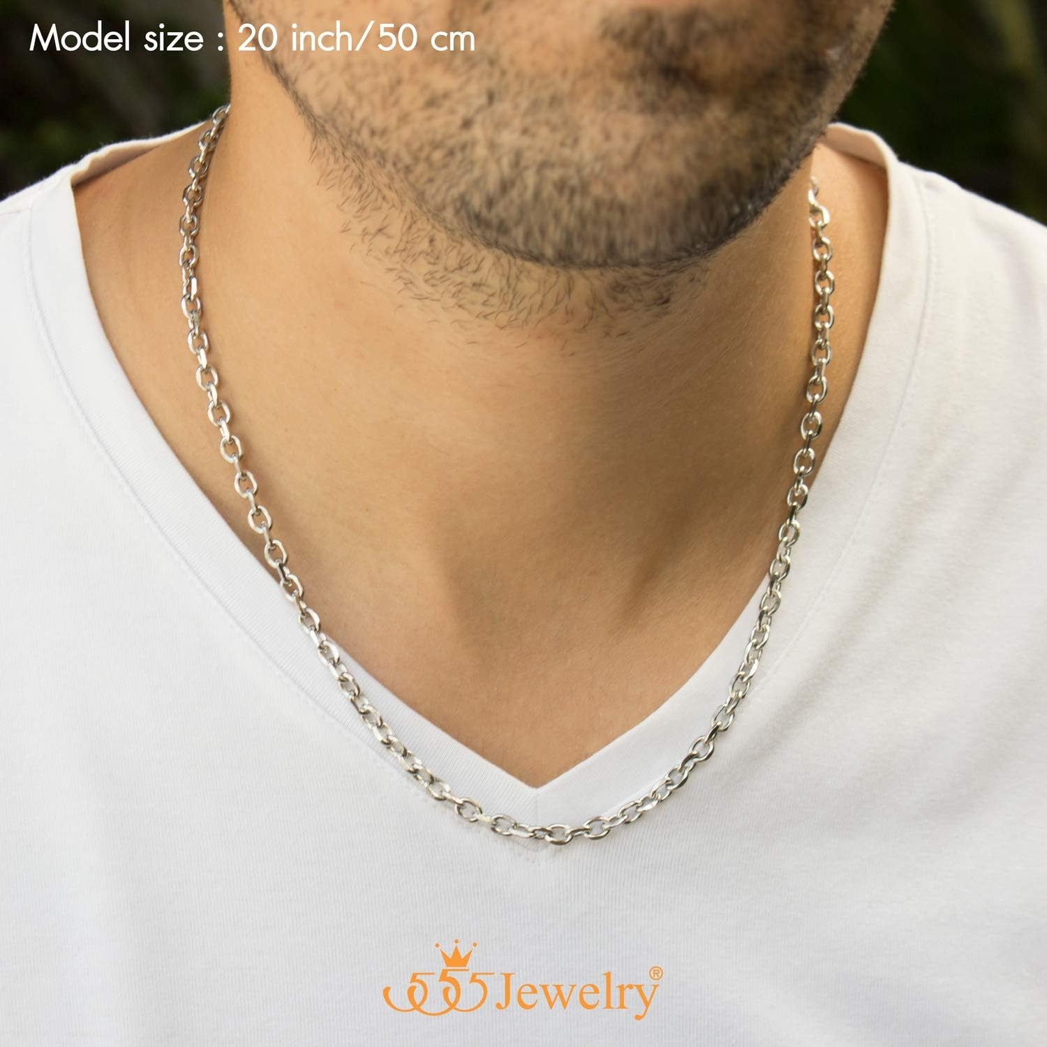 image:image555Jewelry 5mm Stainless Steel Cable Chain Necklace for Men amp Women 1624 InchSilver