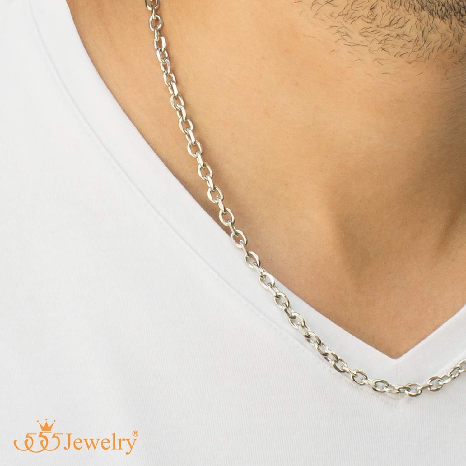 image:image555Jewelry 5mm Stainless Steel Cable Chain Necklace for Men amp Women 1624 InchSilver